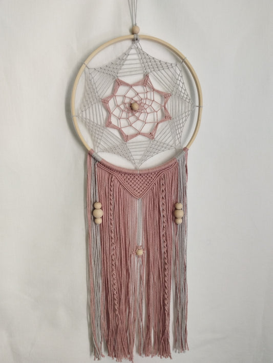 Attrape-rêve rose et gris