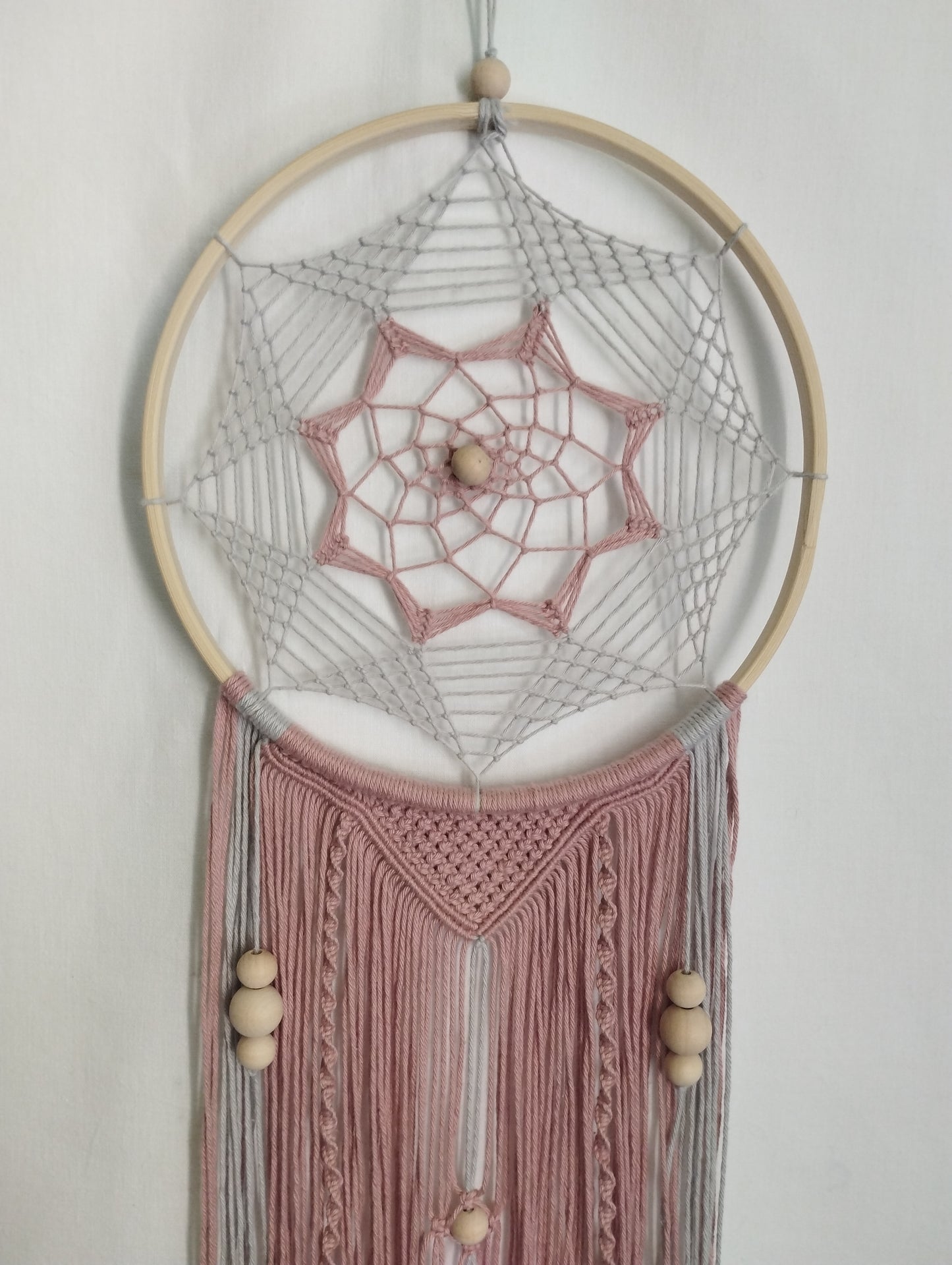 Attrape-rêve rose et gris